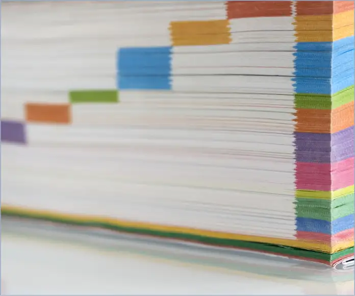 A close-up picture of a group of files